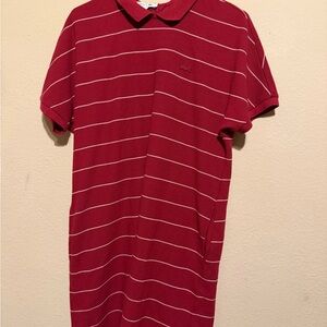 Lacoste Red Polo with White Stripes